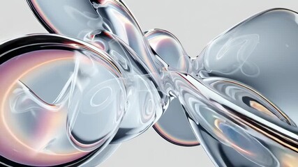 Abstract flowing glass shape with light reflections. Modern liquid futuristic transparent design for technology, science, and art concepts. Footage.