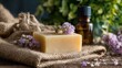 © Consistency - Natural soap bar on burlap with essential oil