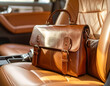 © Afdal - A leather bag on the car seat