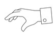 © Hanna - Hand reaching out to grab something and cuff of sleeve - vector linear image for coloring, logo or pictogram. Outline. Human palm