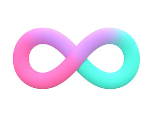 Infinity symbol gradient pastel loop abstract colorful 3d shape design Infinity symbol with smooth pastel gradient pink purple and blue creating soft and modern abstract 3D loop shape for creative