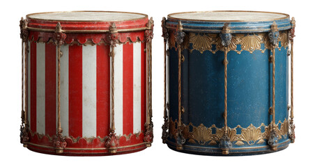 Vintage and Colorful Drums Isolated on Transparent Background for Creative Use
