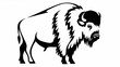 © Muhammad - Illustration of a bison standing with a thick coat and dark fur on its head and beard in black and white |  editable eps vectors silhouette