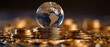 © Inna - The globe resting on golden coins symbolizes global wealth and investment opportunities.
