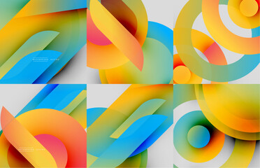 Wall Mural - abstract colorful shapes overlap, creating dynamic visual patterns. bright gradients suggest movemen