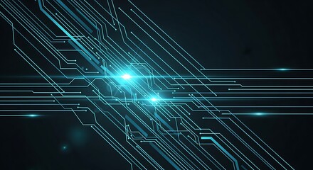 Abstract glowing blue circuitry on a dark background