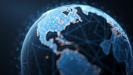 Wall Mural - realistic 3d model of global network connections over earth with digital visualization effects