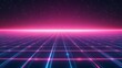 © jafaewafa - A futuristic grid landscape with pink and blue neon lines under a starry purple sky at night time