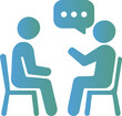 © CREATIVE DESIGNER  - A professional vector icon representing communication and dialogue between two people. Perfect for topics related to business meetings, social chats, and discussions, with a clean and modern design..