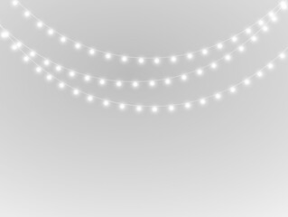 Wall Mural - png decorative garland with glowing light gold string ribbon border design isolated transparent back
