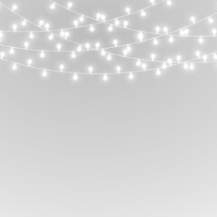 Wall Mural - png glowing ribbon with light garland gold string lamp decorative border festive design transparent 