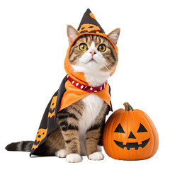 halloween cat with pumpkin