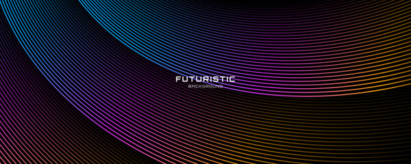 Wall Mural - blue pink lines techno abstract background overlap layer on dark space with waves effect decoration.
