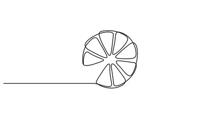 Self drawing simple animation of single continuous one line drawing of citrus fruit Lemon. Full length one line animation