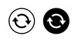 © Abdul - Repeat motion icon in black circle. Refresh arrow symbol. Reload loop concept