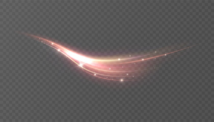 Canvas Print - golden curved light trails with orange glow effect on transparent background. vector for dynamic gra