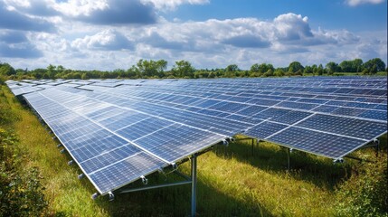 solar panels field green energy