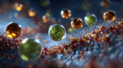 colorful spheres above network surface