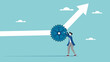 © LEAKAT - change business management, businessman turn gear cog to manage change direction arrows, professional or expertise to manage company transformation or implement new process concept vector illustration