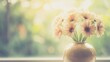 © Empty Scenery Stock - An elegant vase with a bouquet of flowers sits on a windowsill,