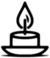 Wall Mural - minimalistic black and white halftone illustration of a candle with flame. vector illustration