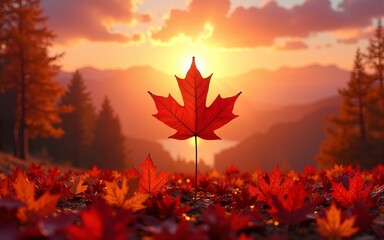 close up maple leaf landscape. high quality
