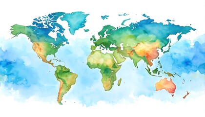 Naklejka na meble Watercolor world map (1)