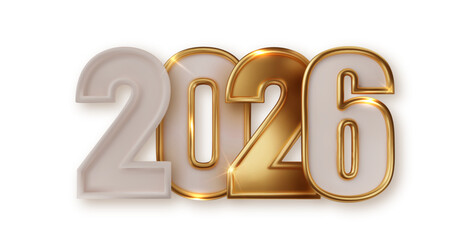 Wall Mural - 2026 new year holiday template isolated on transparent background