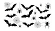 © hafs121 - Mysterious Night: Dark silhouettes of bats, spiders and spiderwebs intertwine, creating a spooky and chilling scene.