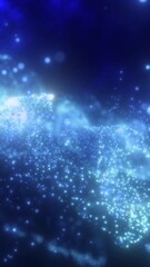 Wall Mural - Futuristic abstract background with glowing blue light particles floating in a cosmic scene