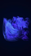 Wall Mural - abstract swirling blue and purple smoke cloud on a dark background, evoking mystery and energy
