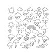 © Sahinur  - Cute HandDrawn Weather Icons Sun Clouds Rain Lightning Moon Rainbow  Doodle Illustration
