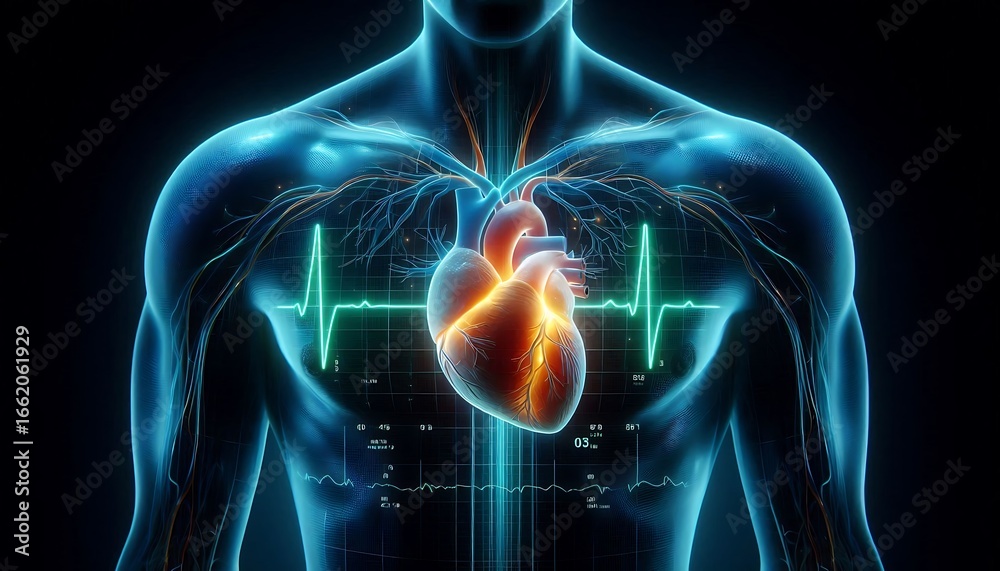 3D Illustration of Human Heart Showing Heart Attack and Heart Disease ...