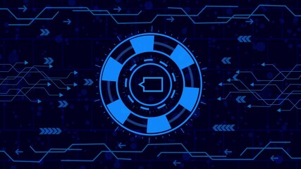 Wall Mural -  abstract  message icon   animation video,Futuristic technology background with glowing chat icon, digital communication concept, abstract network connection, modern design