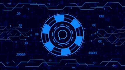 Wall Mural -  abstract  message icon   animation video,Futuristic technology background with glowing chat icon, digital communication concept, abstract network connection, modern design
