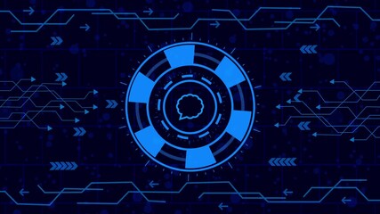 Wall Mural -  abstract  message icon   animation video,Futuristic technology background with glowing chat icon, digital communication concept, abstract network connection, modern design