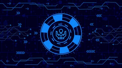 Wall Mural - intelligent support  concept,Modern technology background with hud interface, showcasing a circular design and intricate network connections for digital innovation and futuristic communication