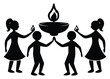 © sopon9492 - Silhouette of people celebrating with lamps and flame vector illustration isolated