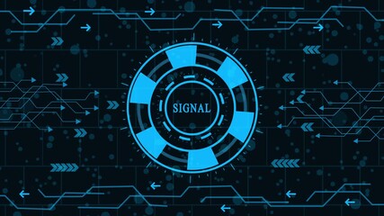Wall Mural - Futuristic interface with signal text in the center of the circle, digital cyber system and data network connection, abstract technology background, modern graphic design element