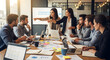 © Deny - Business Team Meeting in Modern Conference Room with Female Presenter and Laptops
