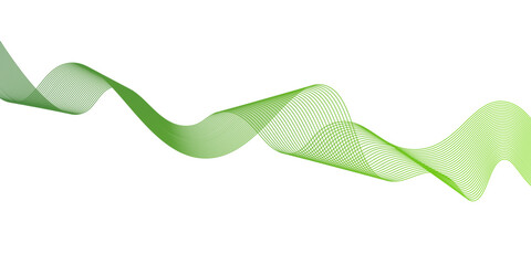 Wall Mural - Green Wave. An abstract, fluid, transparent design element in the form of a wave,green wave melody lines on white background,.presentation in bussines banners,website,curve,brhouce