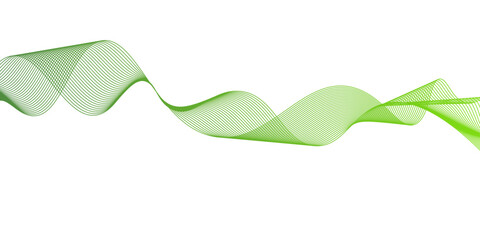 Wall Mural - Green Wave. An abstract, fluid, transparent design element in the form of a wave,green wave melody lines on white background,.presentation in bussines banners,website,curve,brhouce