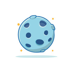 Wall Mural - Blue Cartoon Moon with Craters and Stars Around, Space Graphic Element, Celestial Body Design
