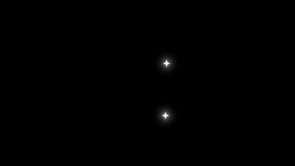 Shimmering twinkling star animation on black background, sparkling white lights with flat doodle vector starry night sky effect, glowing cartoon stars blinking motion graphics for video overlay