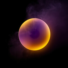 Wall Mural - The gradient is a rounded purple-yellow with a slightly blurred color boundary, resulting in a softer, misty effect on a black background.