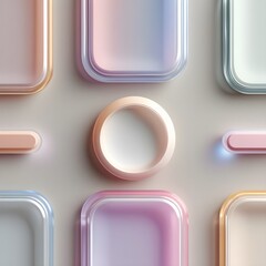 Glassmorphism Web Interface Buttons with Transparent Floating Style