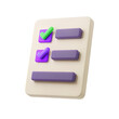© simohamed - Vector 3d icon list with checkmark. Survey or feedback concept, isolated on white background. To do organizer illustration