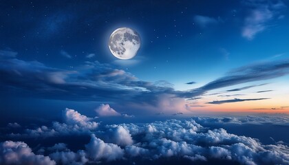 Wall Mural - dramatic cloud formation illuminated by moonlight night sky nature photography ethereal atmosphere aerial perspective