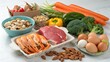 © Anatolii - Seafood, vegetables, eggs, and nuts laid out for a healthy meal preparation in a bright kitchen setting