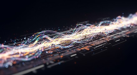 Abstract holographic digital data stream background